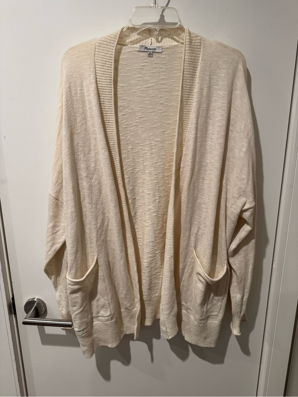 Madewell Cream Open-Front Pocket Cardigan Size 2X